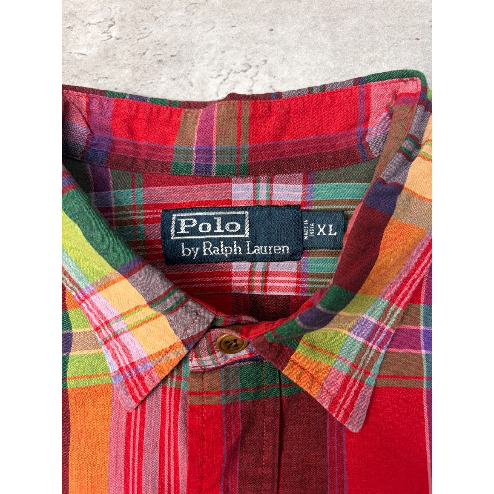 Vintage Polo Ralph Lauren Double Pocket Plaid Cropped Button Up Shirt Size XL