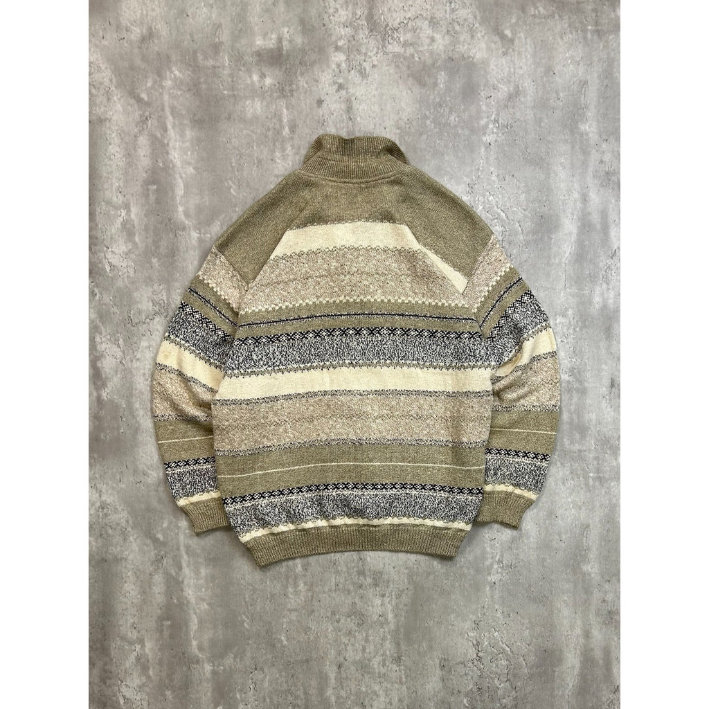 Vintage 90s Great Lakes Country Abstract Striped Collared Sweater Size Medium