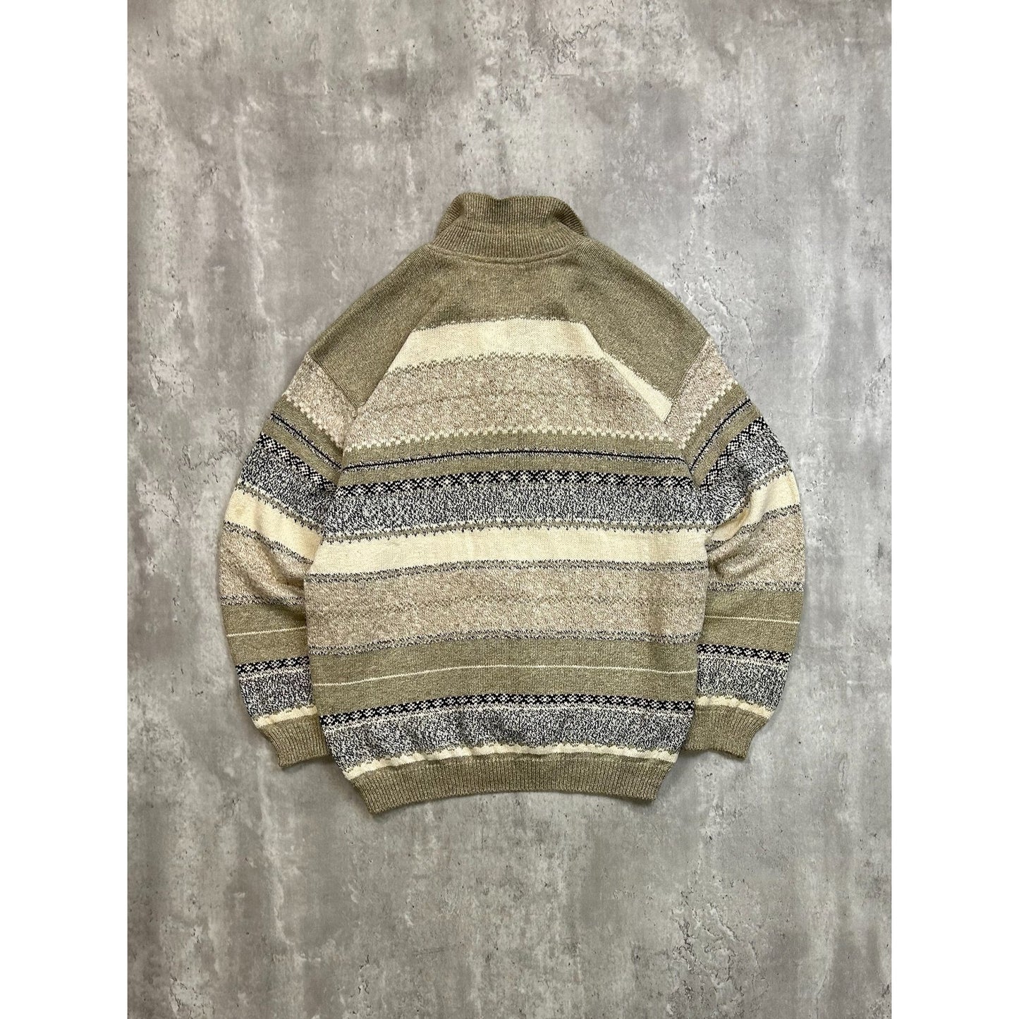 Vintage 90s Great Lakes Country Abstract Striped Collared Sweater Size Medium