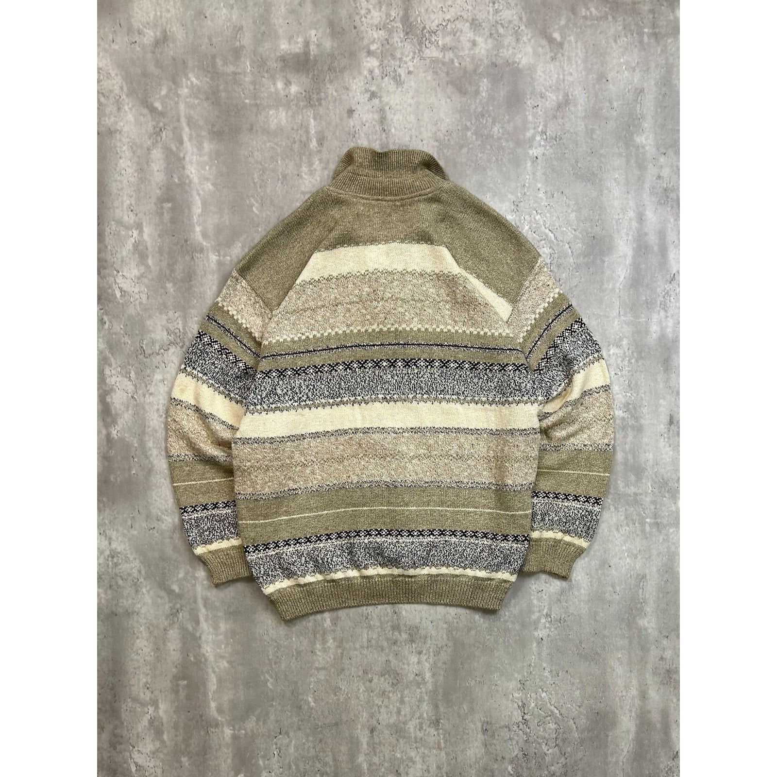 Vintage 90s Great Lakes Country Abstract Striped Collared Sweater Size Medium