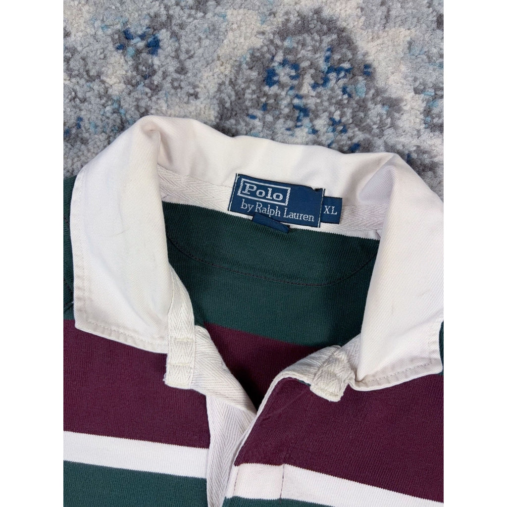 Vintage Polo Ralph Lauren Embroidered Pony Long Sleeve 1/4 Button Up Shirt Sz XL