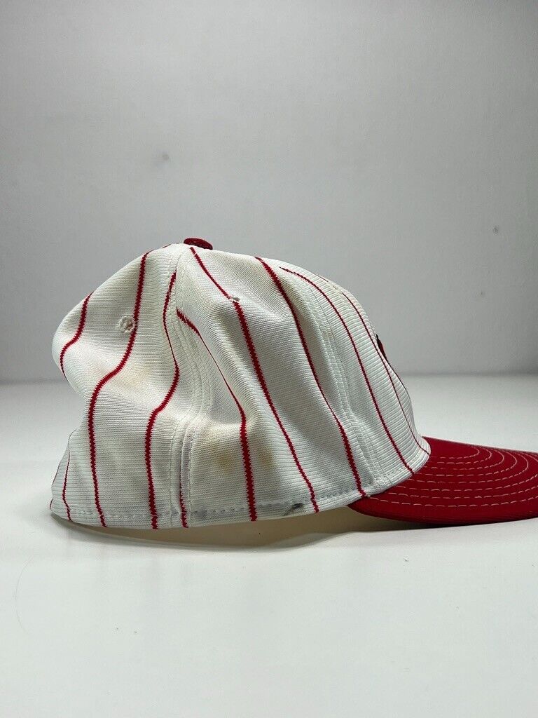 Vintage 90s Cincinatti Reds MLB Embroidered Pinstripe Fitted Hat Size 7 1/2