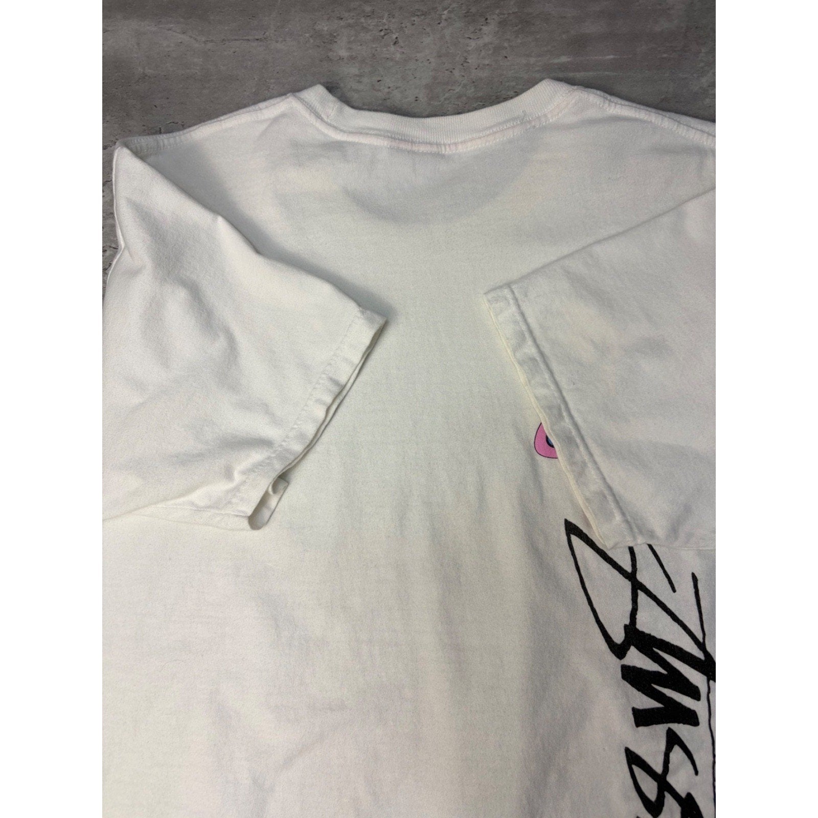 Stussy Spellout Flower Graphic White T-Shirt Size Large