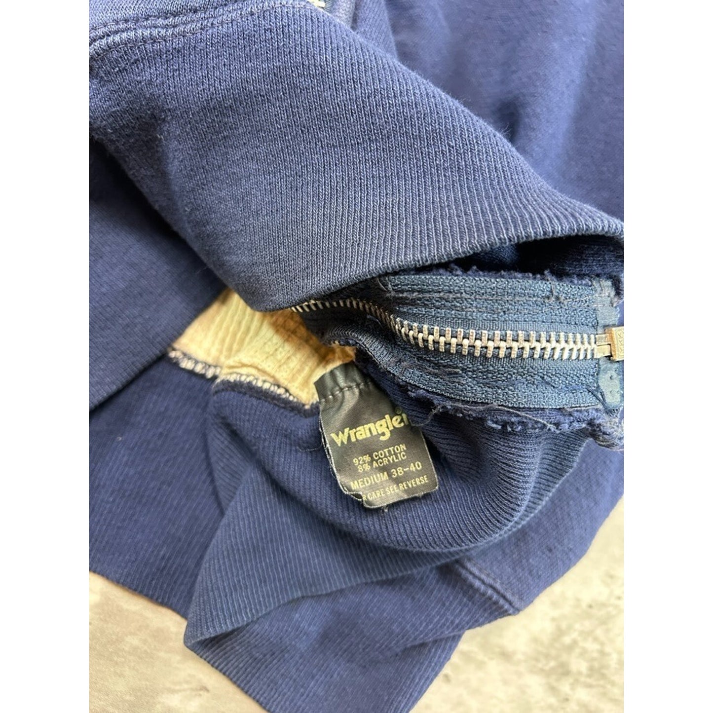 Vintage 70s/80s Wrangler Thermal Lined Full Zip Hooded Sweatshirt Size Medium