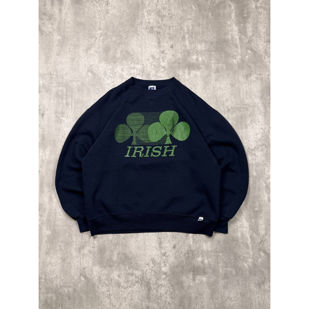 VTG 90s Notre Dame Fighting Irish Clover Spellout Graphic Sweatshirt Size Large