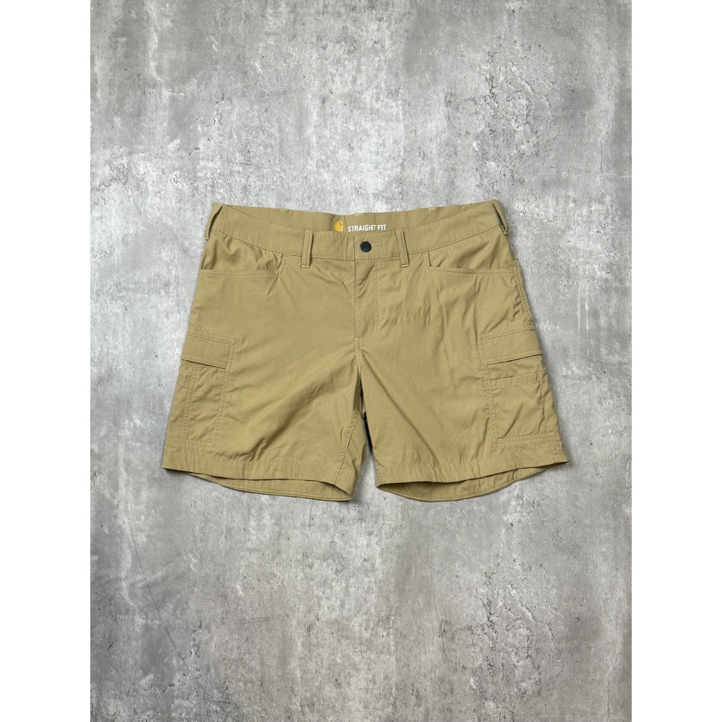 Womens Carhartt Straight Fit Nylon Workwear Cargo Shorts Size 37 Beige
