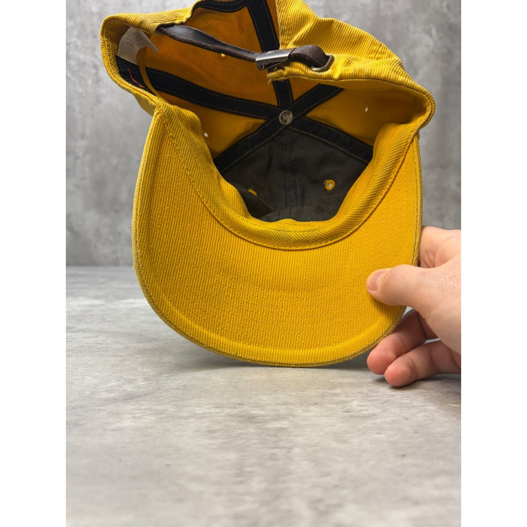 Vintage Nike Spellout Swoosh Star Logo Yellow Strapback Hat OSFA