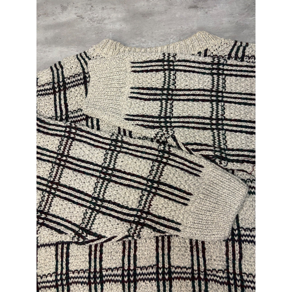 Vintage C.J. Cotton Geometric Pattern Knit Sweater Size XL