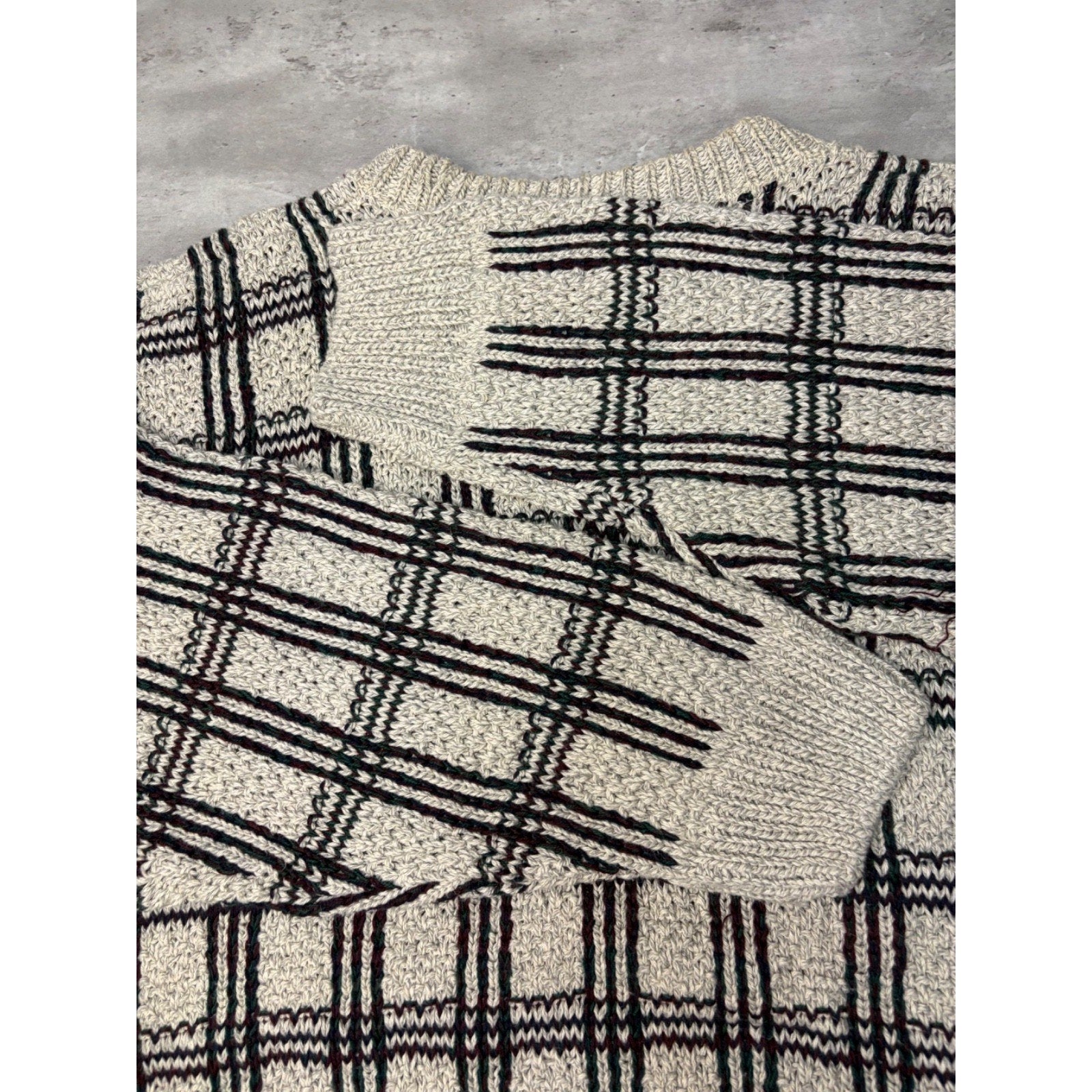 Vintage C.J. Cotton Geometric Pattern Knit Sweater Size XL