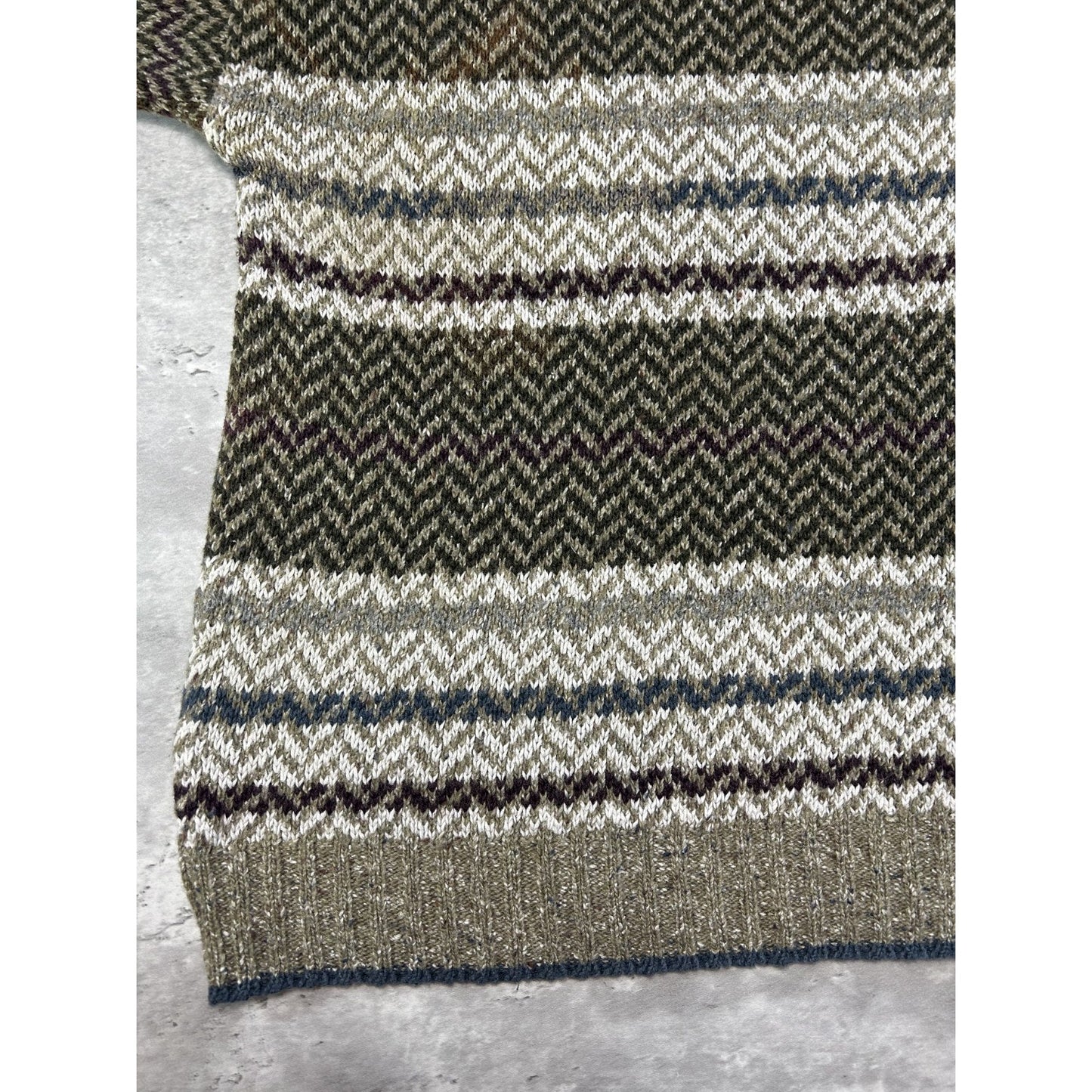 Vintage Jantzen Abstract Striped Earth Tone Pullover Knit Sweater Size Large