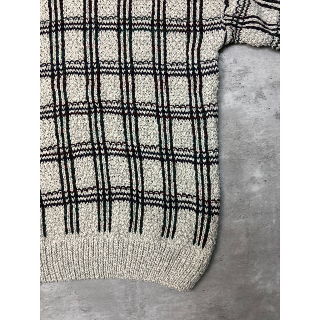Vintage C.J. Cotton Geometric Pattern Knit Sweater Size XL