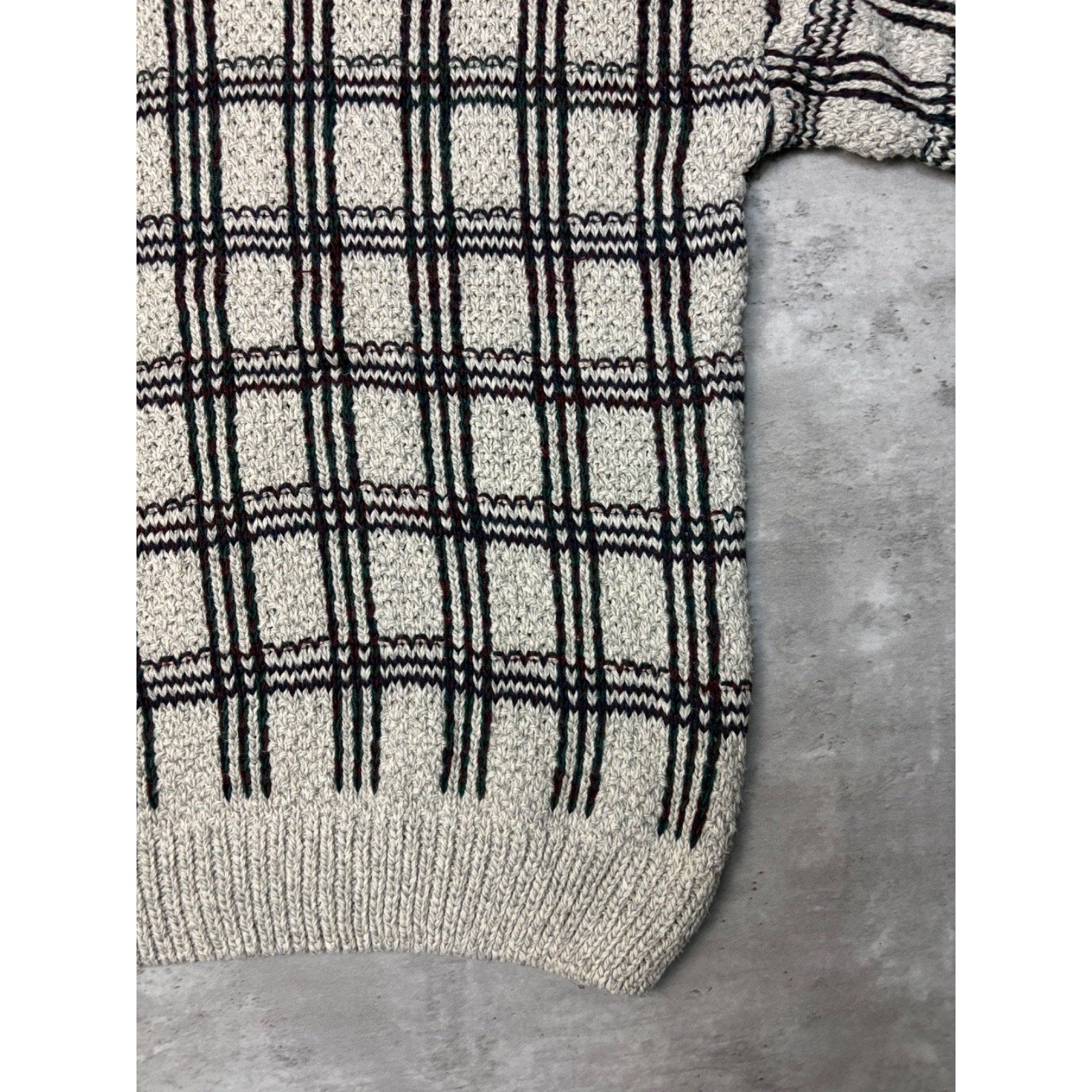Vintage C.J. Cotton Geometric Pattern Knit Sweater Size XL