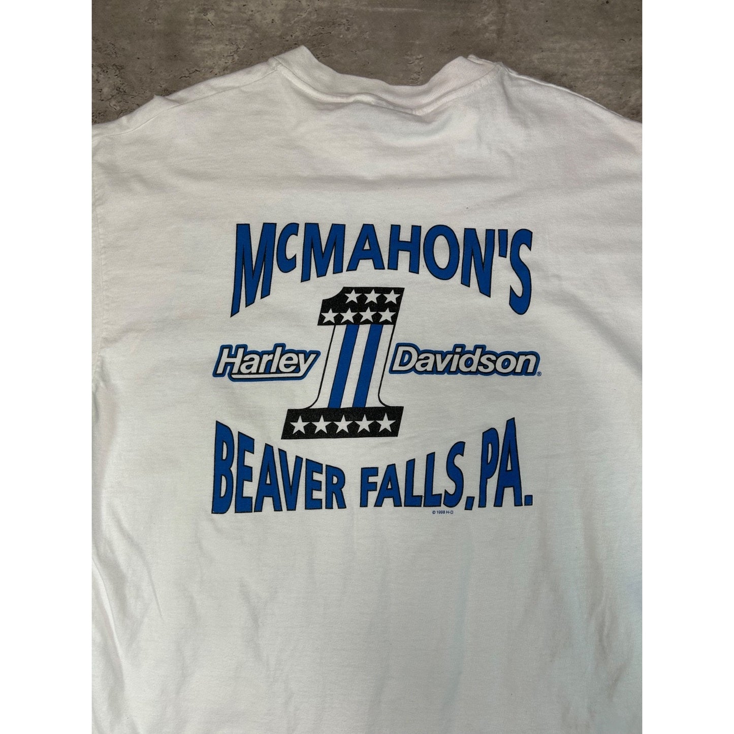 Vintage 1998 Harley Davidson Classic Logo Flame Sleeve T-Shirt Size XL