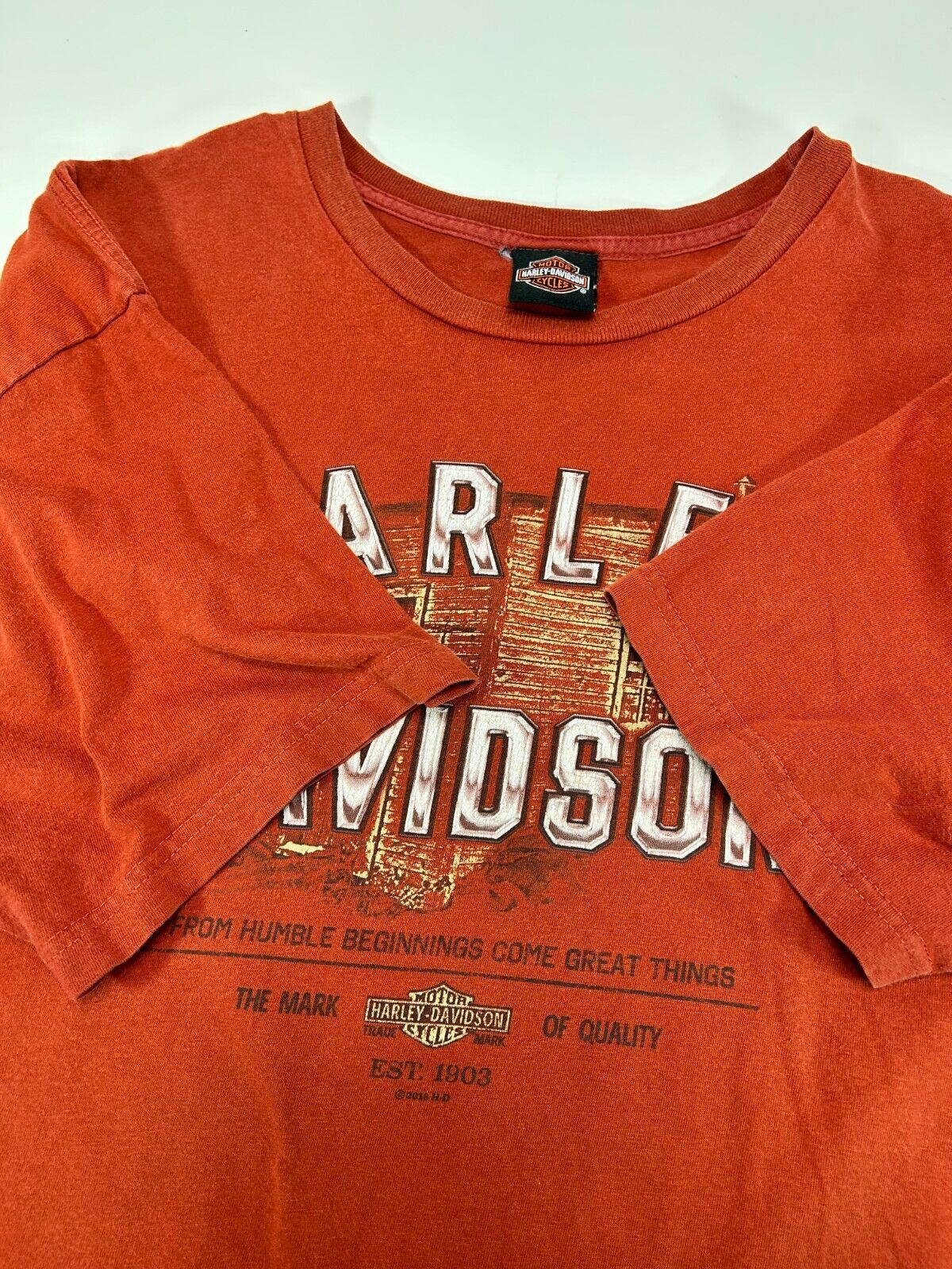 Harley Davidson Motorcycles Graphic Spell Out T-Shirt Size 2XL Orange