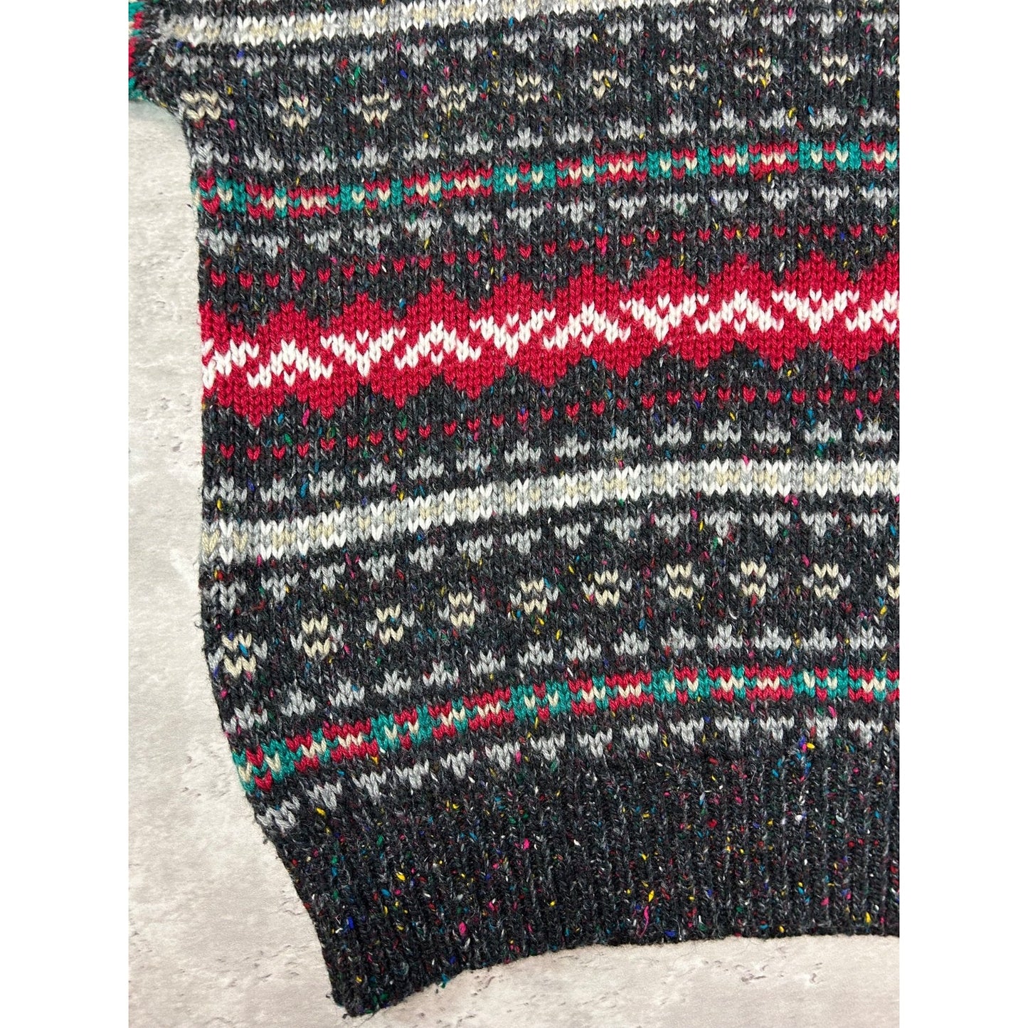 Vintage 90s Geometric Abstract Striped Pullover Ribbed Knit Sweater Size XL