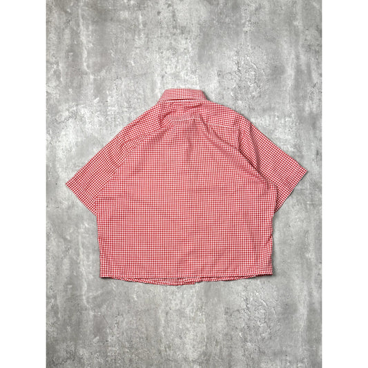Vintage 80s/90s Woolrich Plaid Print Reworked Cropped Button Up Shirt Size XL