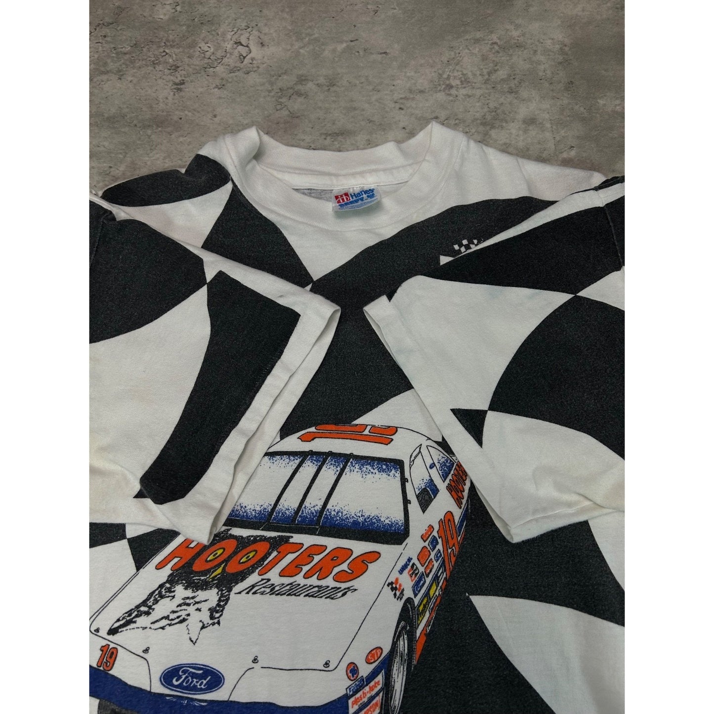 Vintage Loy Allen Jr #19 Hooters Racing Nascar All Over Print T-Shirt Size Large