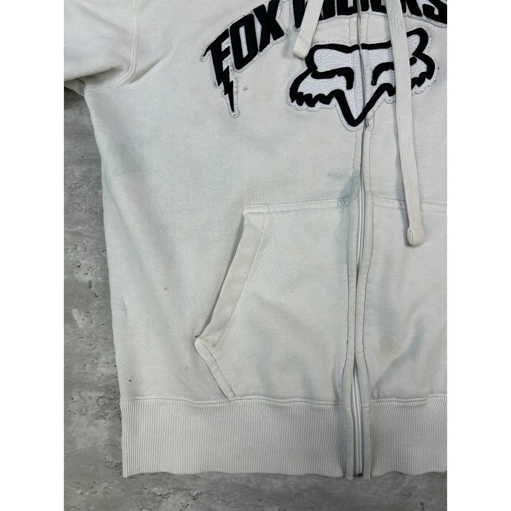 Vintage 2000s Fox Riders Co. Embroidered Full Zip Hooded Sweatshirt Size Large