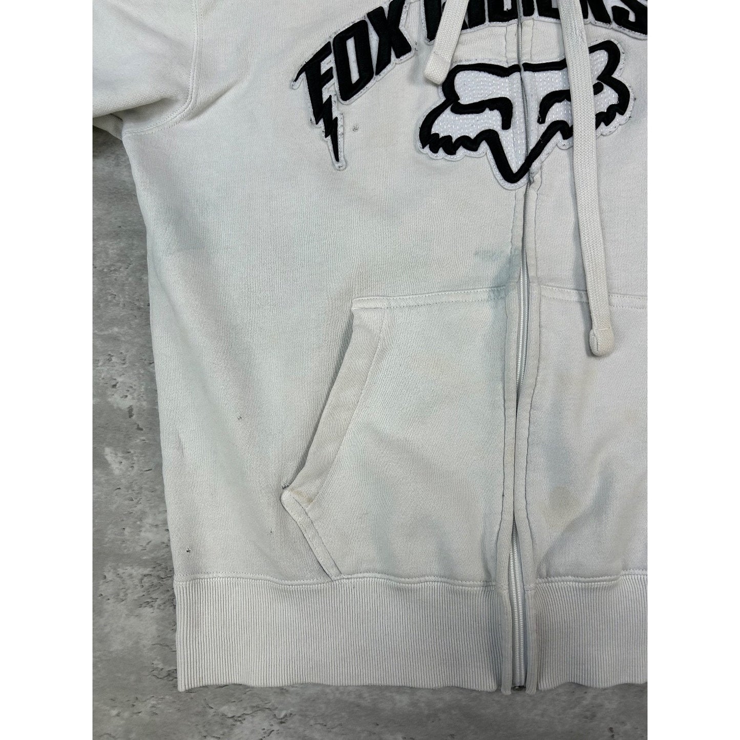 Vintage 2000s Fox Riders Co. Embroidered Full Zip Hooded Sweatshirt Size Large