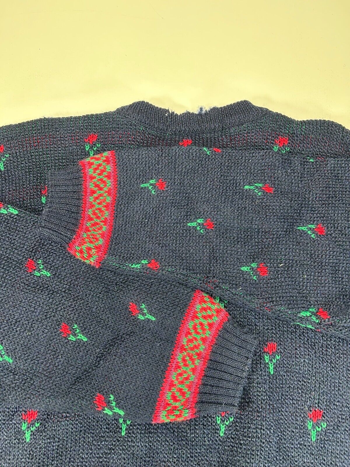Vintage 90s St Michael Floral Print Pullover Ribbed Knit Sweater Size Large