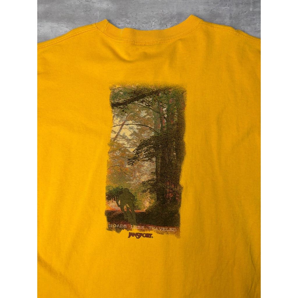 Vintage Roads Less Traveled Spellout Graphic Long Sleeve T-Shirt Size XL