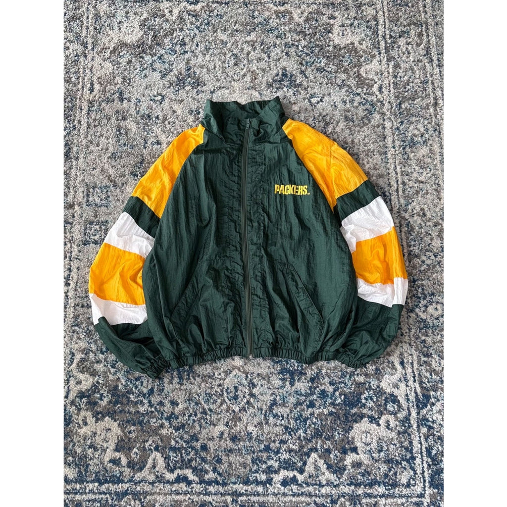 Vintage Green Bay Packers NFL Embroidered Spellout Windbreaker Jacket Size Large