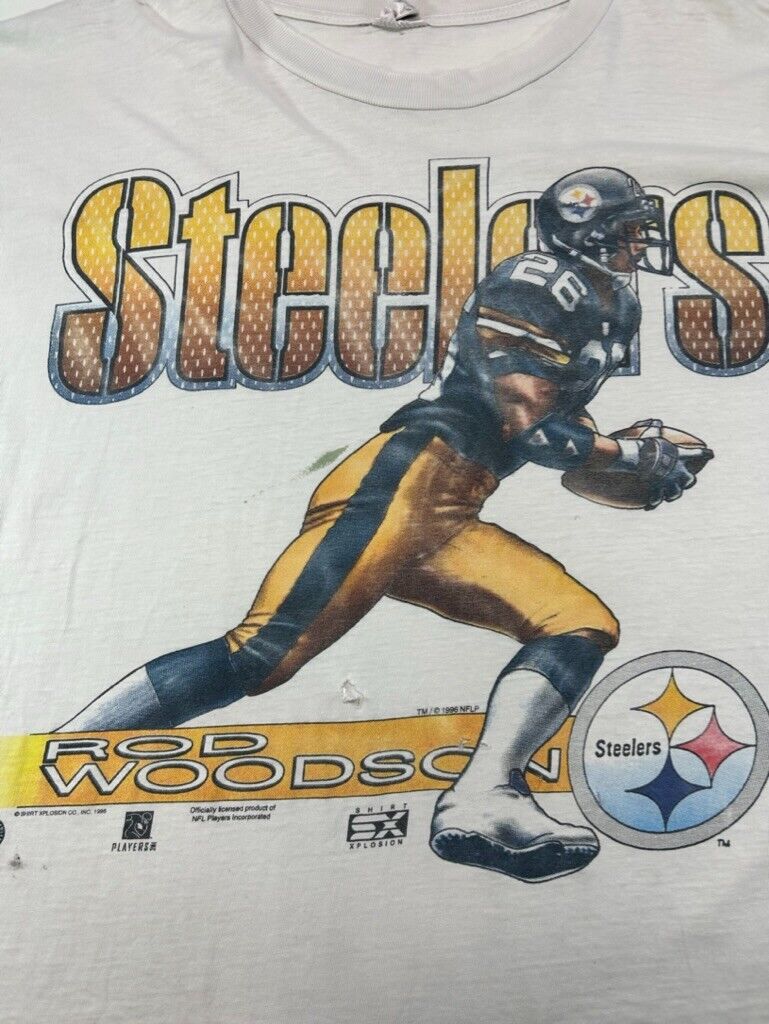 Vintage 1996 Rod Woodson #26 Steelers NFL Player Graphic T-Shirt Size Large 90s