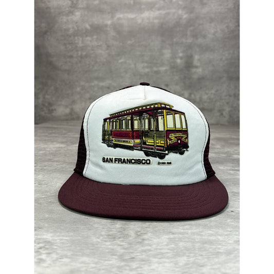 VTG 1983 San Francisco Train Car Graphic Destination Trucker Snapback Hat OSFA