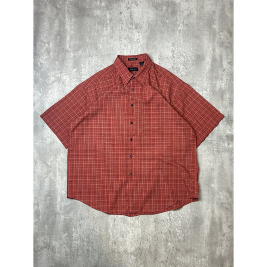 Vintage Van Heusen Plaid Single Pocket Short Sleeve Button Up Shirt Size XL