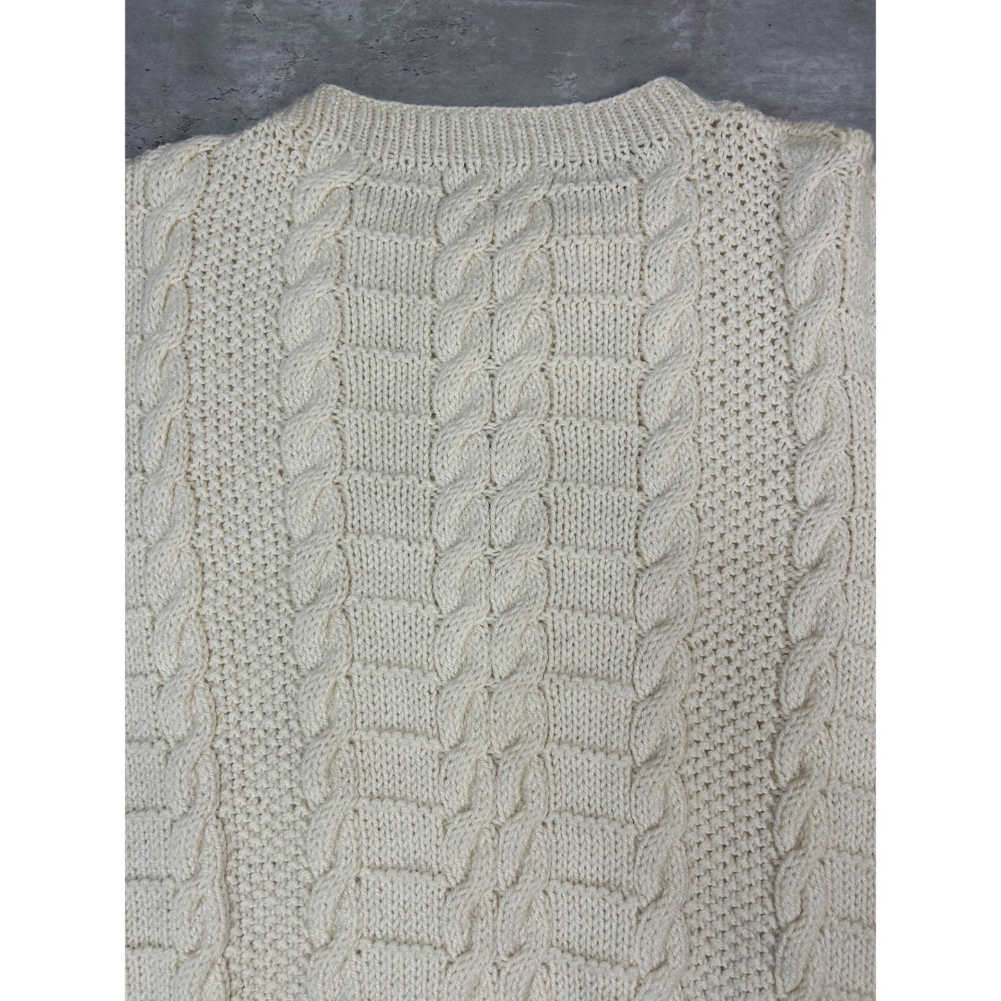 Vintage 90s Cable Knit Pullover Sweater Size XL Beige