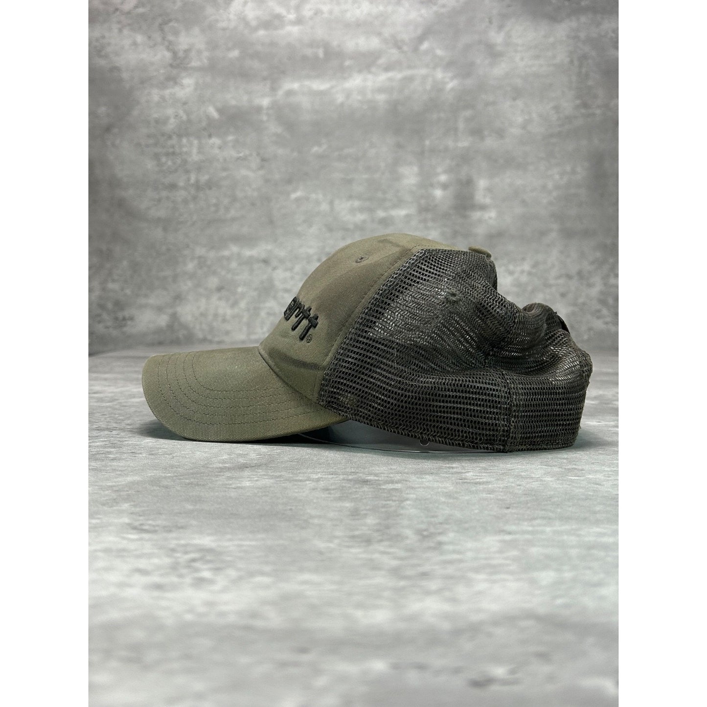 Vintage Carhartt Embroidered Spellout Workwear Trucker Snapback Hat OSFA