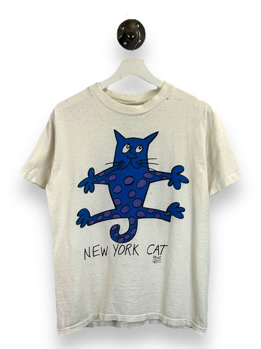 Vintage 90s New York Cat Cartoon Animal Graphic T-Shirt Size Medium