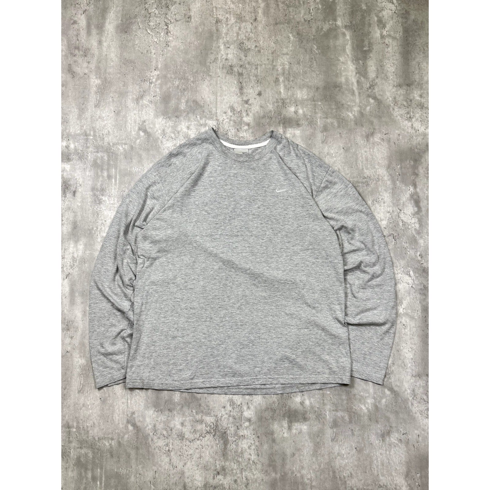Vintage Nike Embroidered Mini Swoosh Long Sleeve Gray T-Shirt Size XL