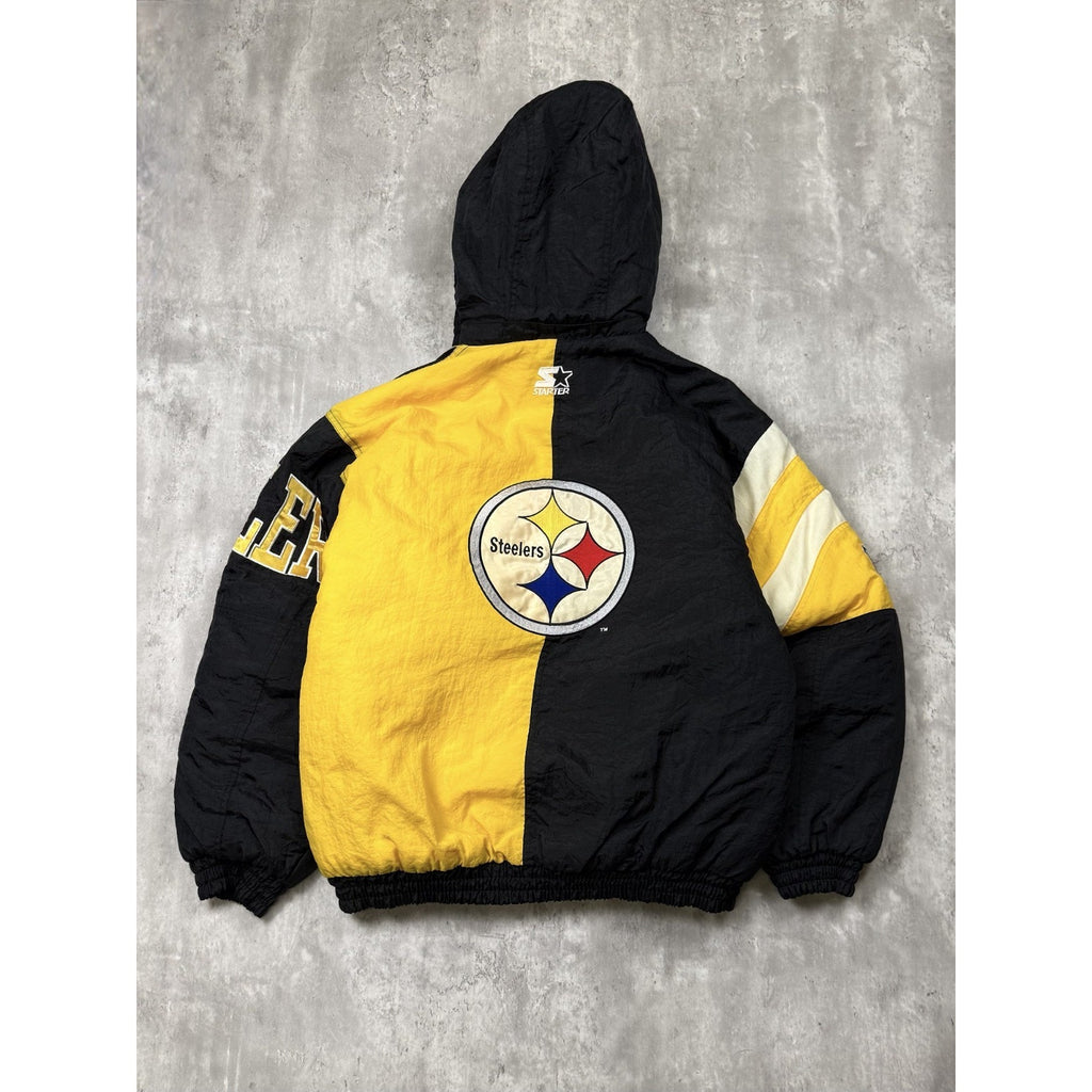 90s Pittsburgh Steelers NFL Insulated Starter Split Back Jacket Size Large