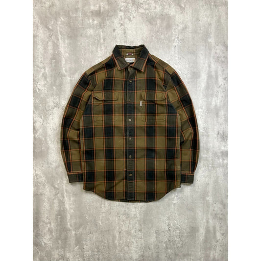 Vintage Carhartt Plaid Print Long Sleeve Workwear Button Up Shirt Size Medium