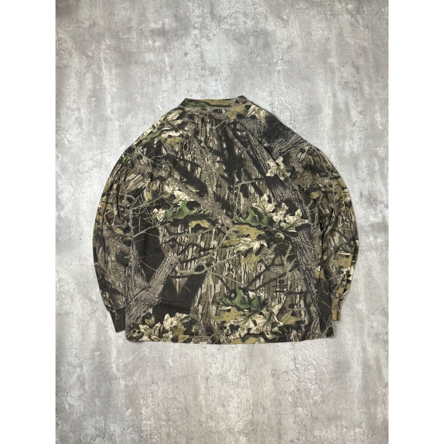 Vintage Jerzees Outdoors Mossy Oak Tree Camo 1/4 Button Hunting T-Shirt Sz 2XL
