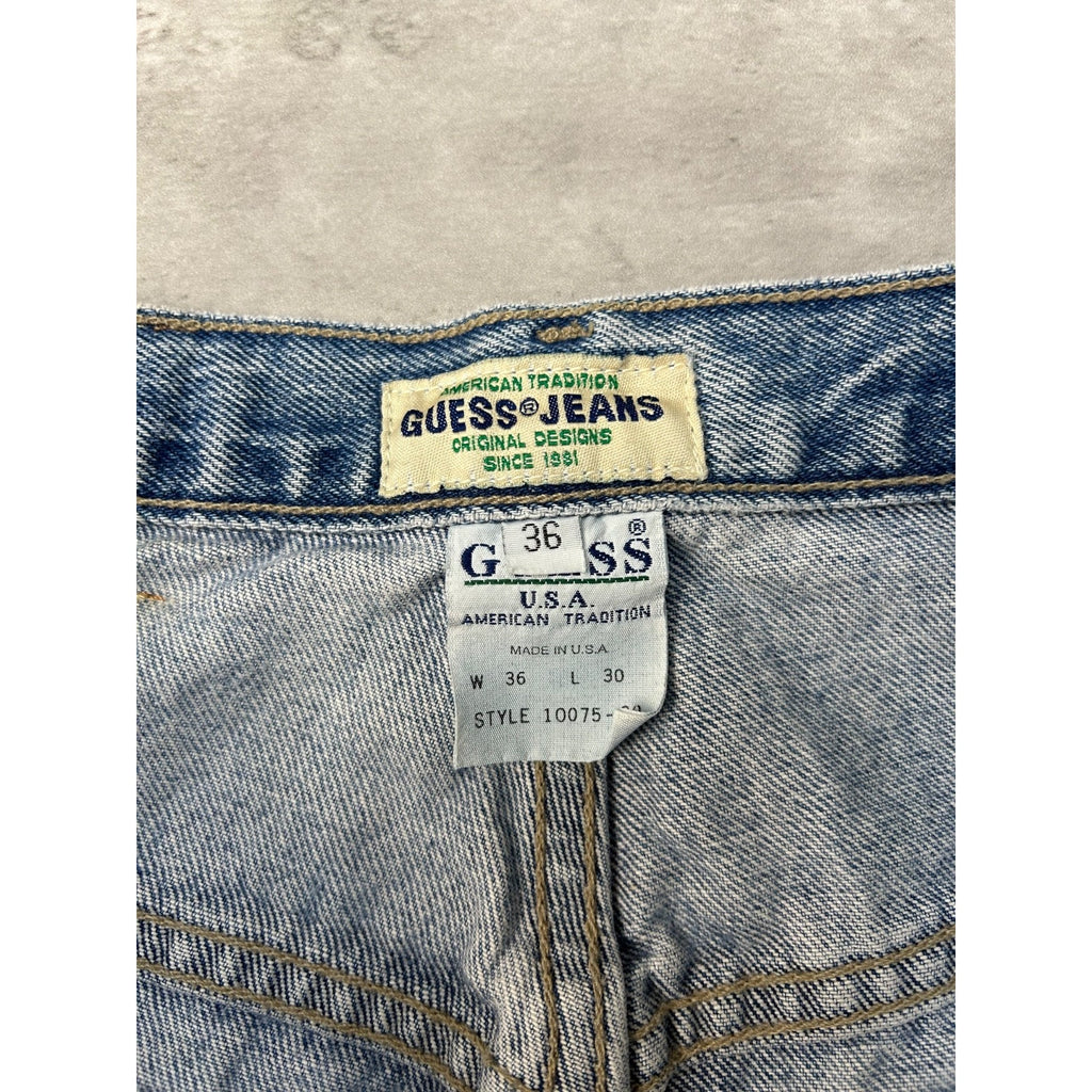 Vintage 90s Guess Jeans Medium Wash Baggy Fit Denim Pants Size 35