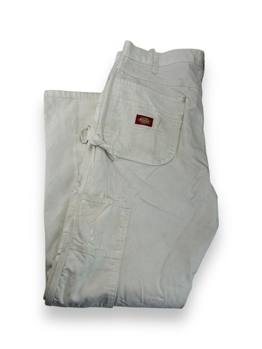 Vintage Dickies Canvas Workwear Carpenter Painters Pants Size 36 White