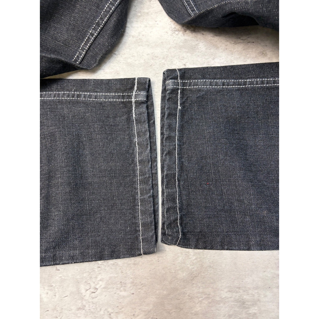 Vintage Y2K Womens Kani Embroidered Spellout Black Wash Denim Pants Size 29