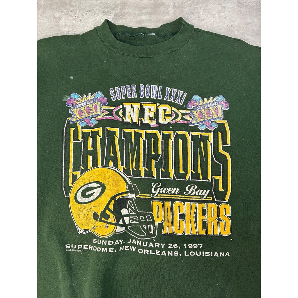 Vintage 1997 Green Bay Packers NFL Super Bowl XXXI Champs Sweatshirt Size XL