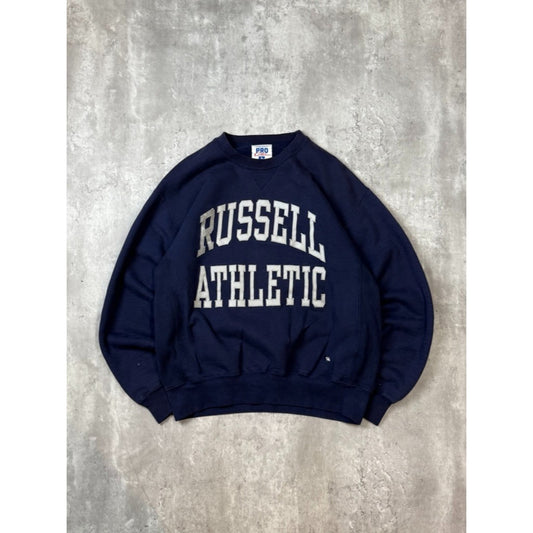 Vintage 90s Russell Athletic Embroidered Spellout Crewneck Sweatshirt Sz Medium