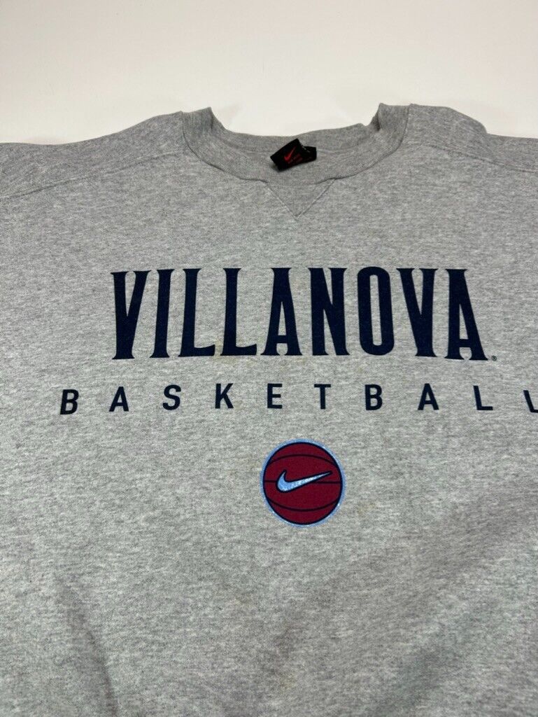 Vintage Villanova Basketball NCAA Nike Collegiate Sweatshirt Size Large Gray