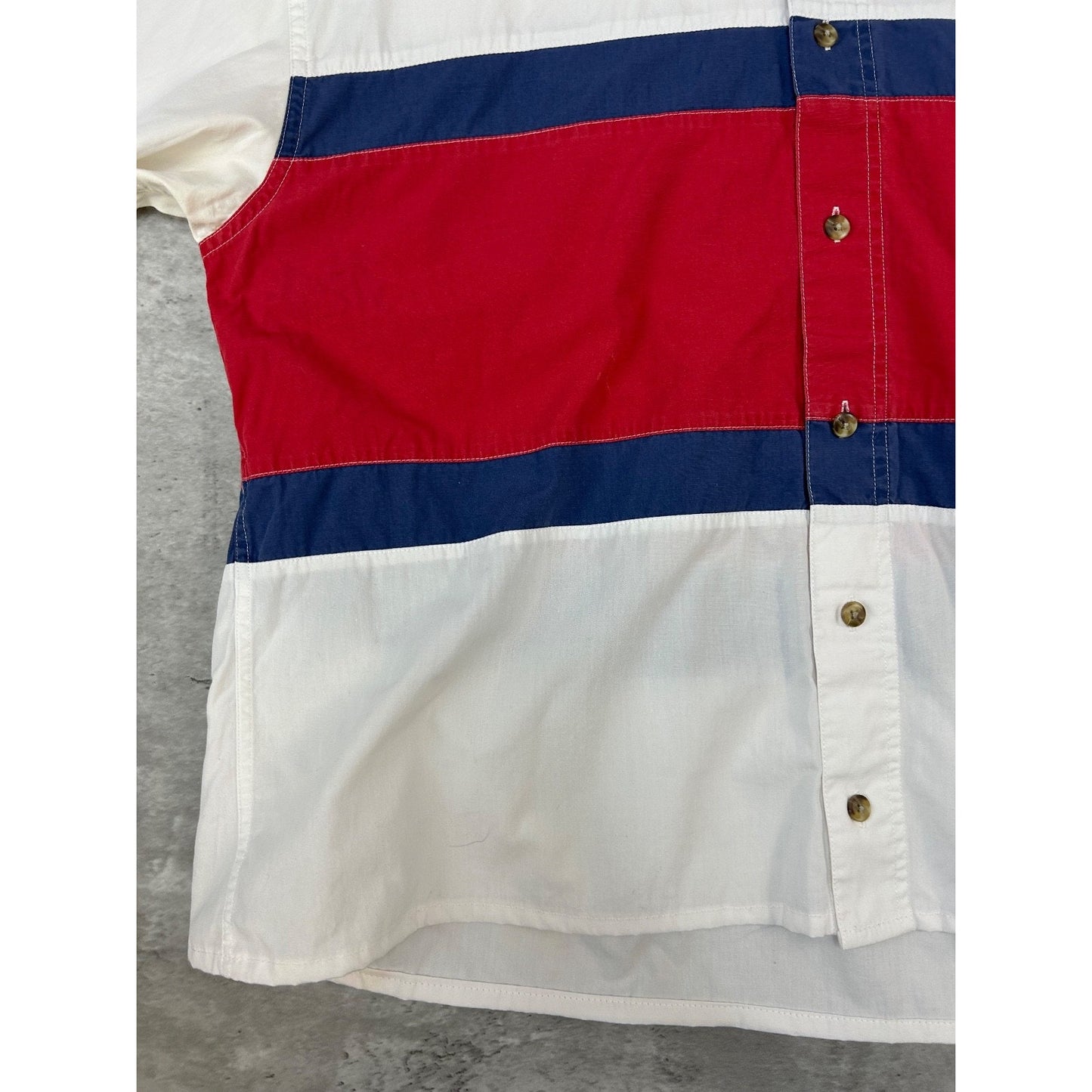 Vintage Eddie Bauer Striped Reworked Cropped Long Sleeve Button Up Shirt Large