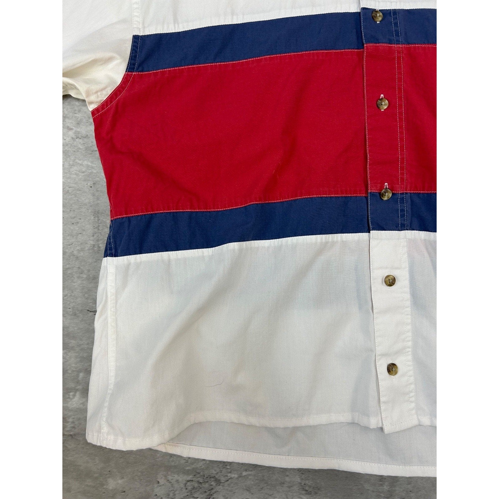 Vintage Eddie Bauer Striped Reworked Cropped Long Sleeve Button Up Shirt Large