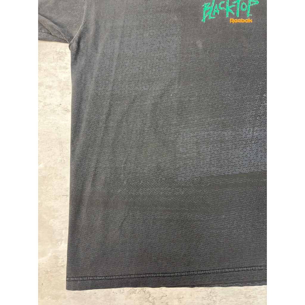 Vintage 90s Reebok Blacktop Grahpic Spellout T-Shirt Size Large