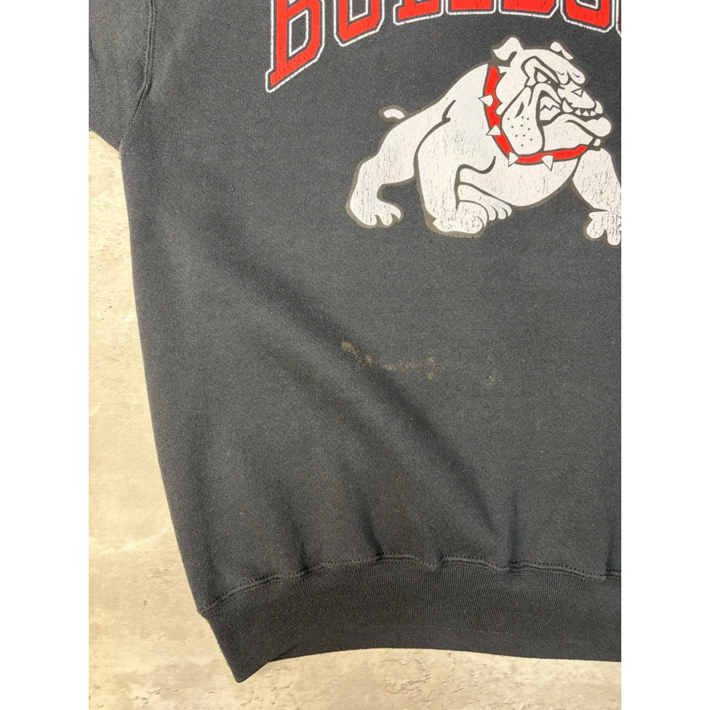 Vintage 90s Bulldogs Arc Spellout Graphic Collegiate Sweatshirt Size Large
