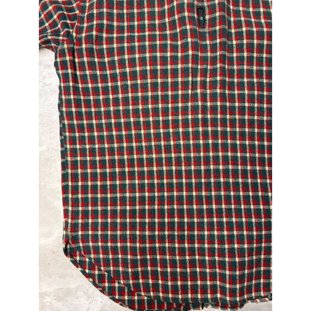 Vintage 1950s Buckskein 1005 Wool Plaid Print Full Zip Flannel Shirt Size Large