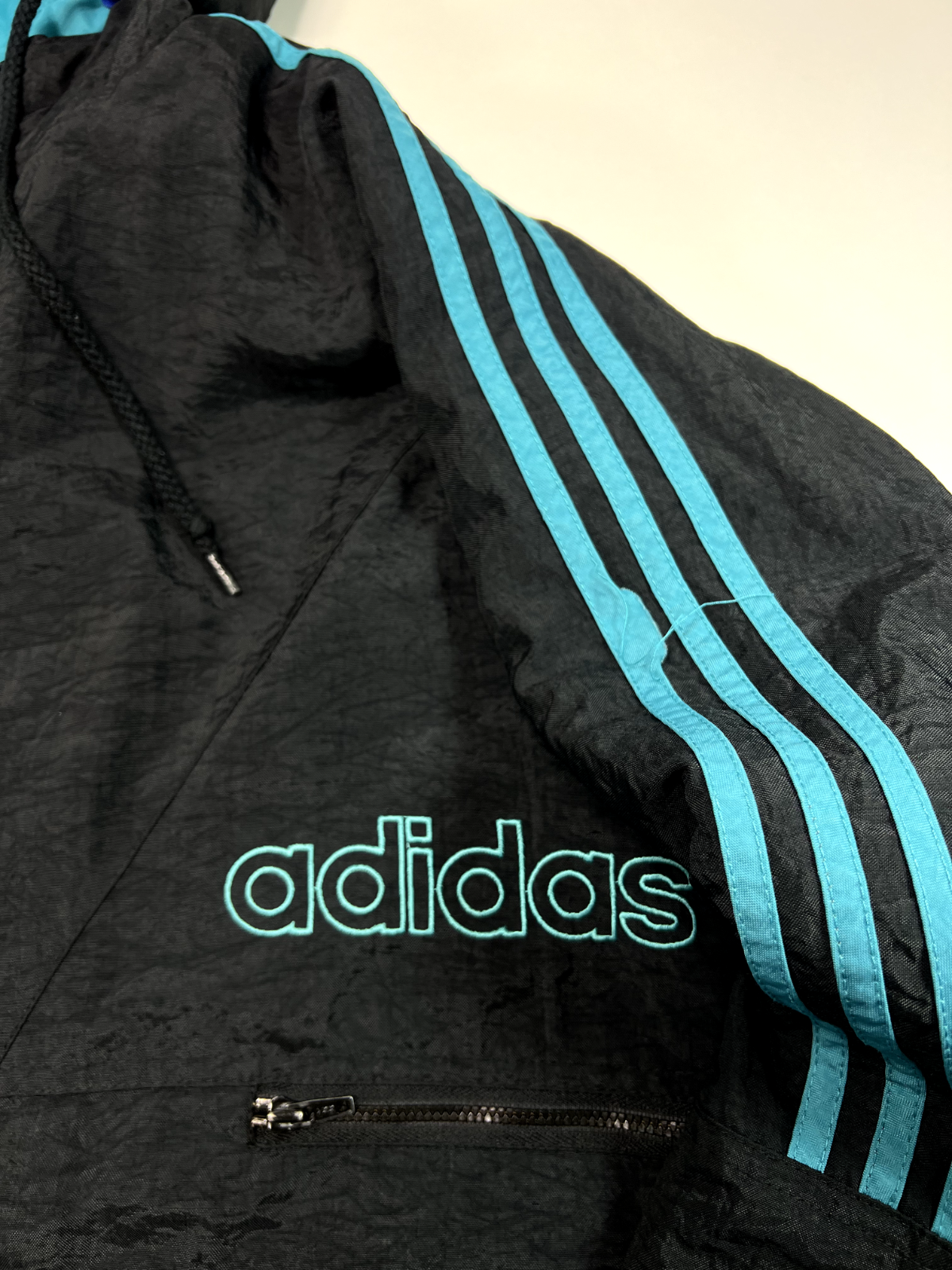 Vintage 80s Adidas 3 Stripe Insulated Puffer Hooded Bomber Jacket Size XL