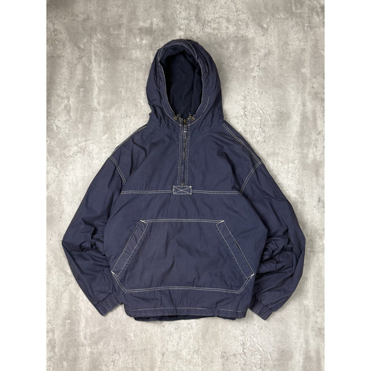 Vintage GAP Fleece Lined Hooded 1/4 Zip Contrast Stitched Jacket Size Large