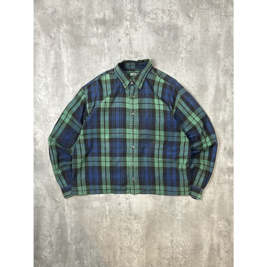 Vintage 90s American Eagle Plaid Reworked Cropped Button Up Shirt Size XL
